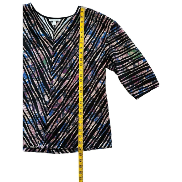 Dana Buchman Multicolor Snakeskin Print Tunic Blouse Black Womens XL 3/4 Sleeves - Picture 7 of 14